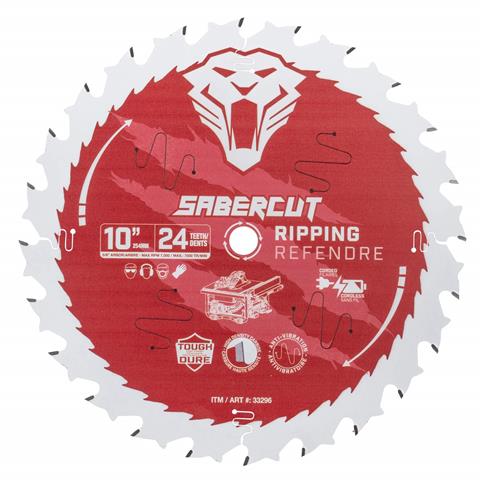 SABERCUT RED LABEL TABLE SAW BLADE, RIPPING, 10" X 5/8" X24T