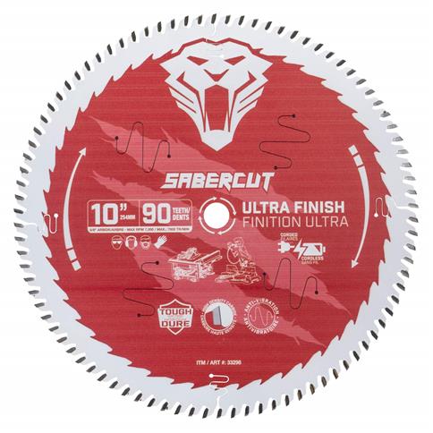 SABERCUT RED LABEL MITRE SAW BLADE, FINE, 10" X 5/8" X 90T