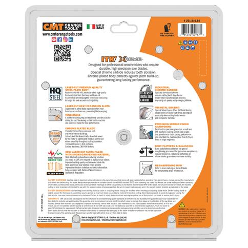 CMT 251.040.08 ITK WOOD SAW BLADE 8-1/4" X 40T