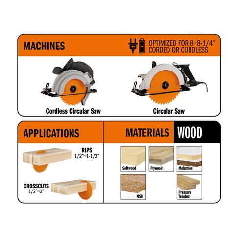 CMT 251.040.08 ITK WOOD SAW BLADE 8-1/4" X 40T