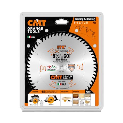 CMT 253.060.08 ITK WOOD SAW BLADE 8-1/2" X 60T