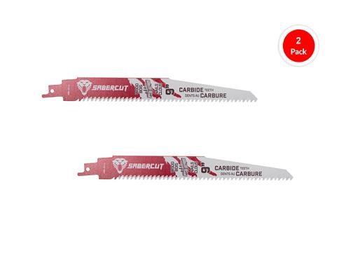 SABERCUT Red Label 9-inch Carbide Wood w/Nail Reciprocating Blade 2-pack