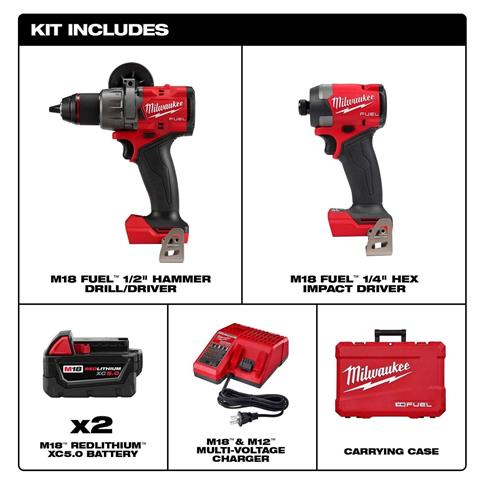 Milwaukee 3697-22 M18 Fuel 2-Tool Combo Kit Hammer/Impact