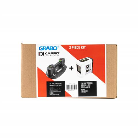 GRABO DIGITAL LIFTER & KAPRO 862G GREEN PRO CROSS LINE LASER 2PC KIT