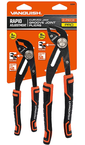 VANQUISH 3204 Curved Jaw Groove Joint Pliers Set 2Pc