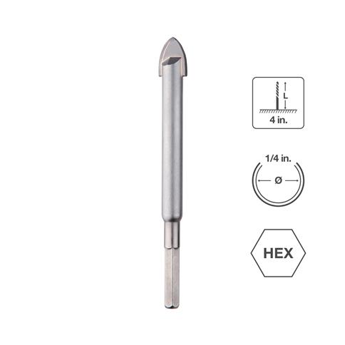 Sabercut Carbide-Tipped Hard Stone & Tile Drill Bit 1/4" X 4"