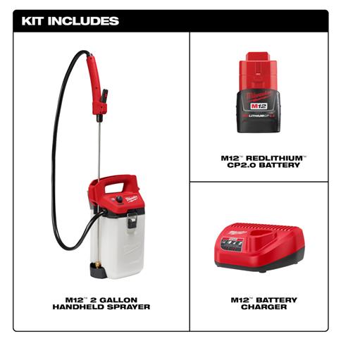 MILWAUKEE 2528-21G2 M12 Two Gallon Handheld Sprayer Kit