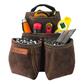 BOSSA 4-Pocket Dark Brown Split Leather Suede Heavy Duty Component Nail and Tool Pouch