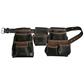 BOSSA 16-Pocket Black and Dark Brown Top Grain Leather Combo Tool Pouch with Belt