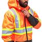 DuraDrive Men's Orange Hi-Vis Reflective Tape Rain Jacket