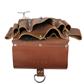 BOSSA 23-Pocket Dark Brown Full Grain Leather Electricians Combo Tool Apron Pouch with Belt and Suspender Loops