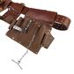 BOSSA 23-Pocket Dark Brown Full Grain Leather Electricians Combo Tool Apron Pouch with Belt and Suspender Loops