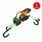 Gekko AH-003C 1 in. x 12 ft. 470 lb. Working Load Limit Spring Retractable Ratchet Tie Down Strap with S-Hooks (2-Pack)